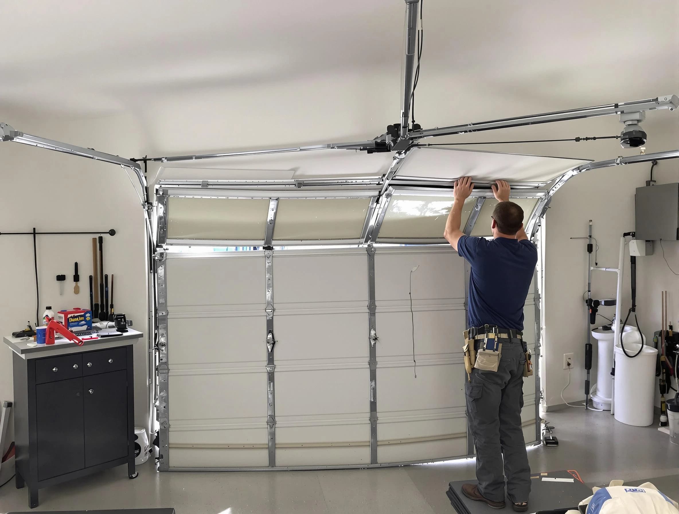 Columbia Garage Door Repair specialist performing precise section replacement on Columbia garage door