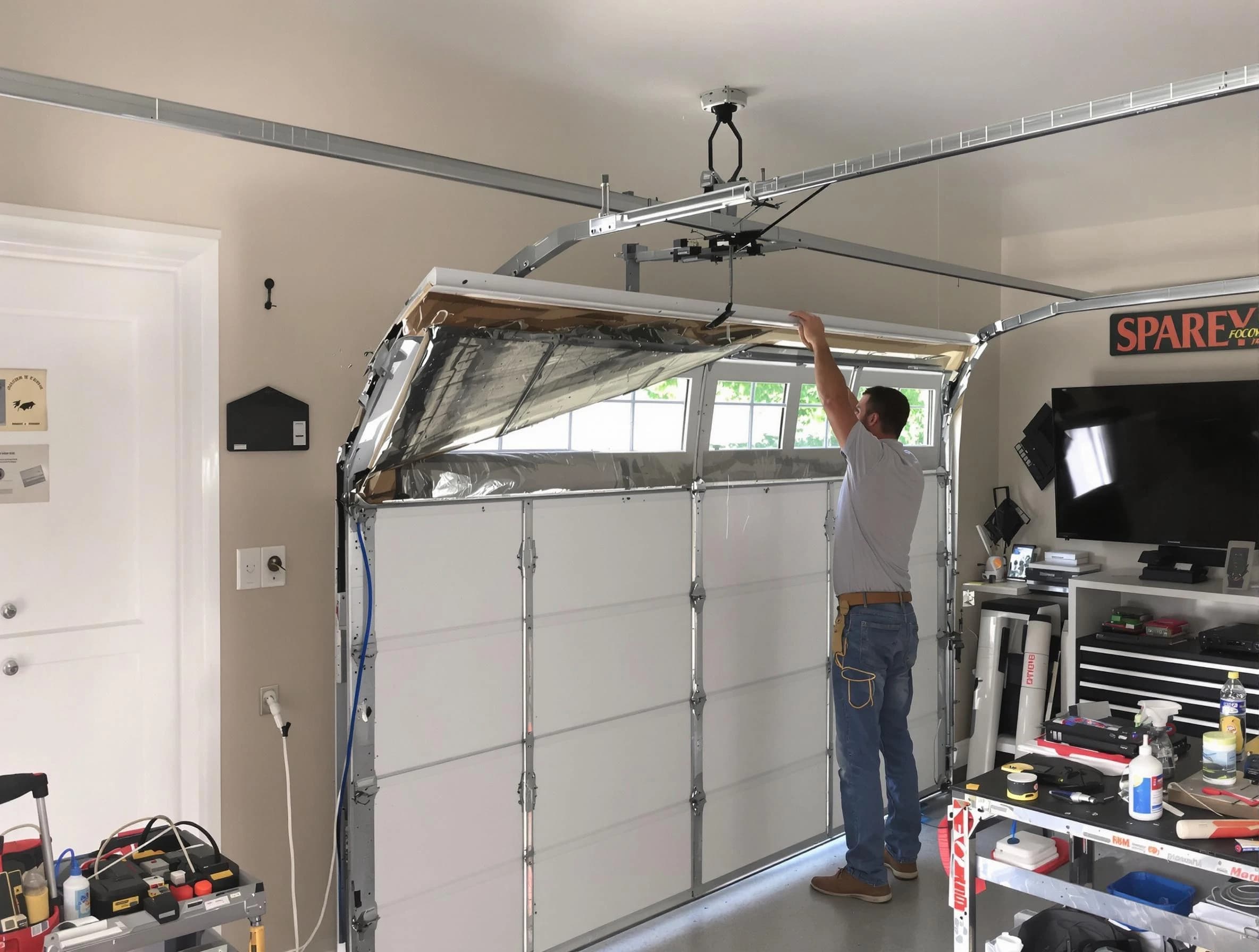 Garage door section replacement by Columbia Garage Door Repair in Columbia