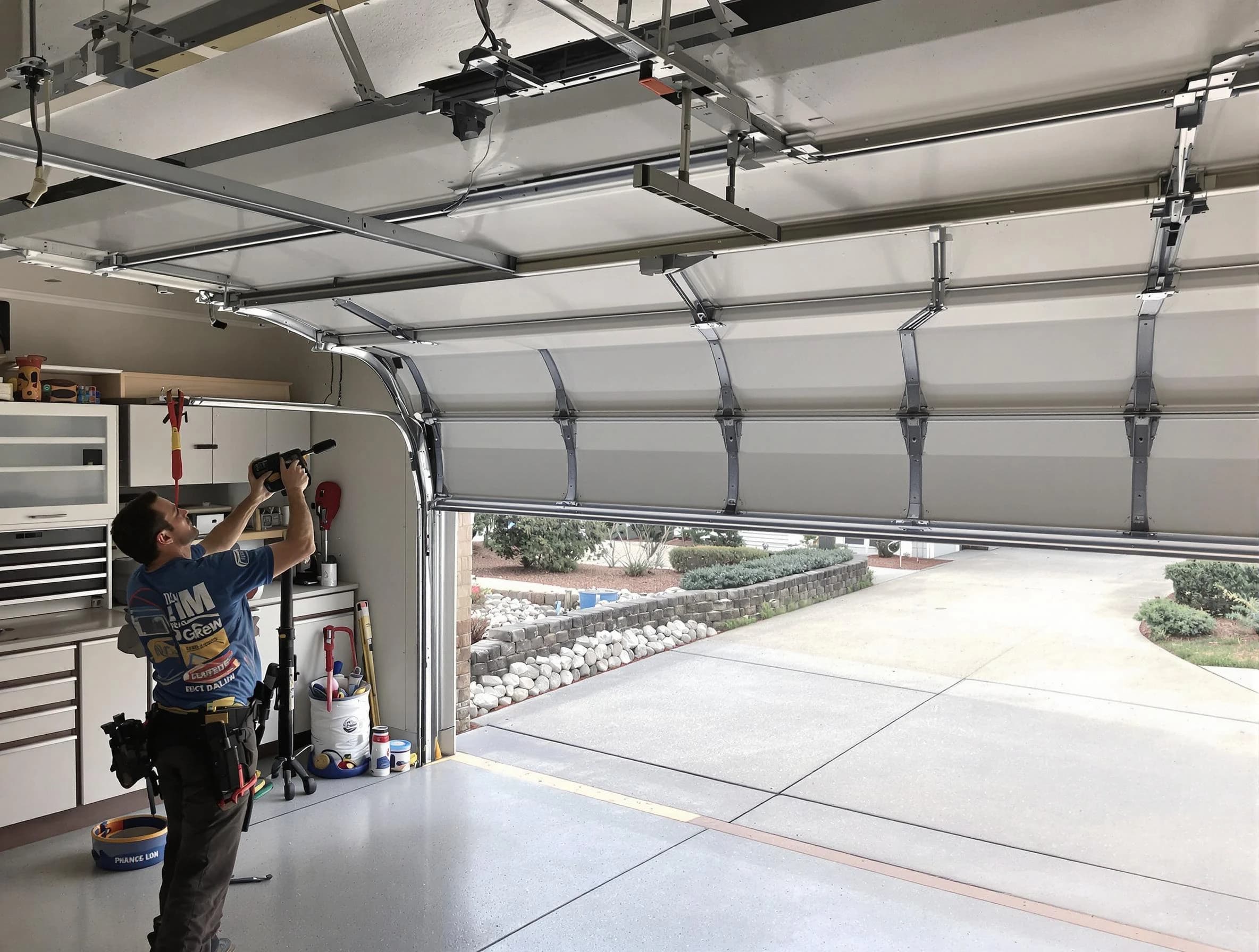 Garage door track repair service by Columbia Garage Door Repair in Columbia