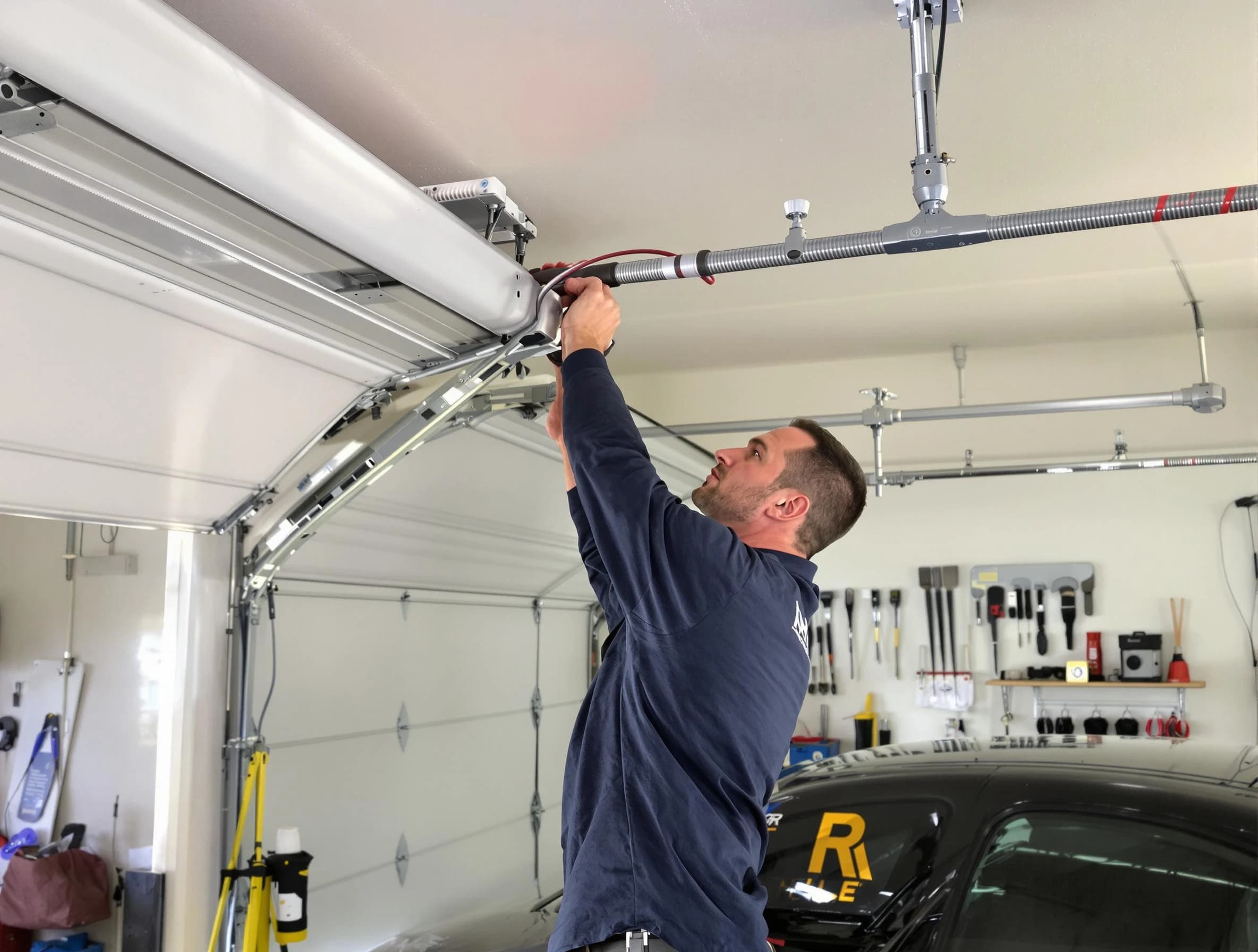 Columbia Garage Door Repair technician performing garage door cable repair in Columbia