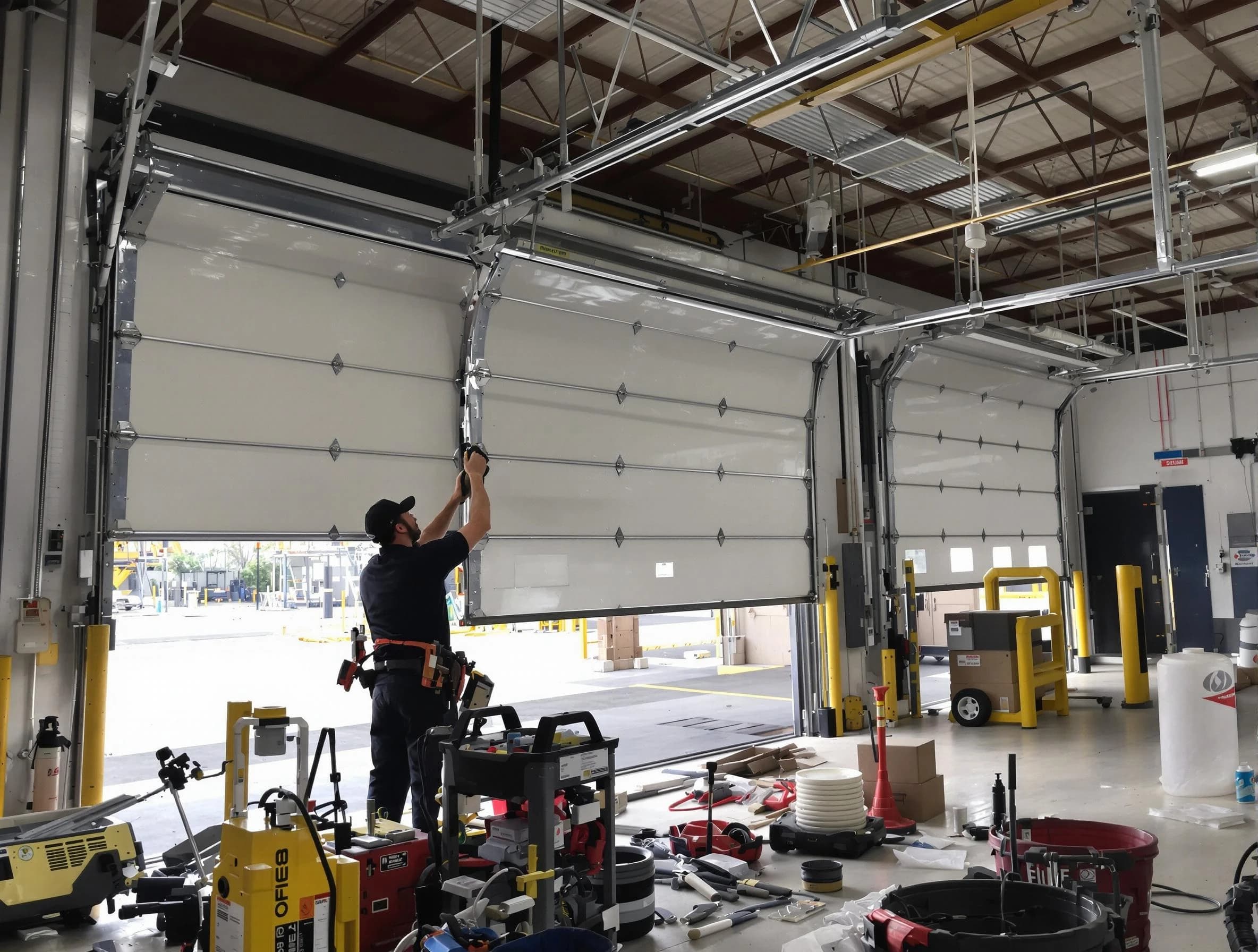 Columbia Garage Door Repair technician performing commercial garage door repair in Columbia